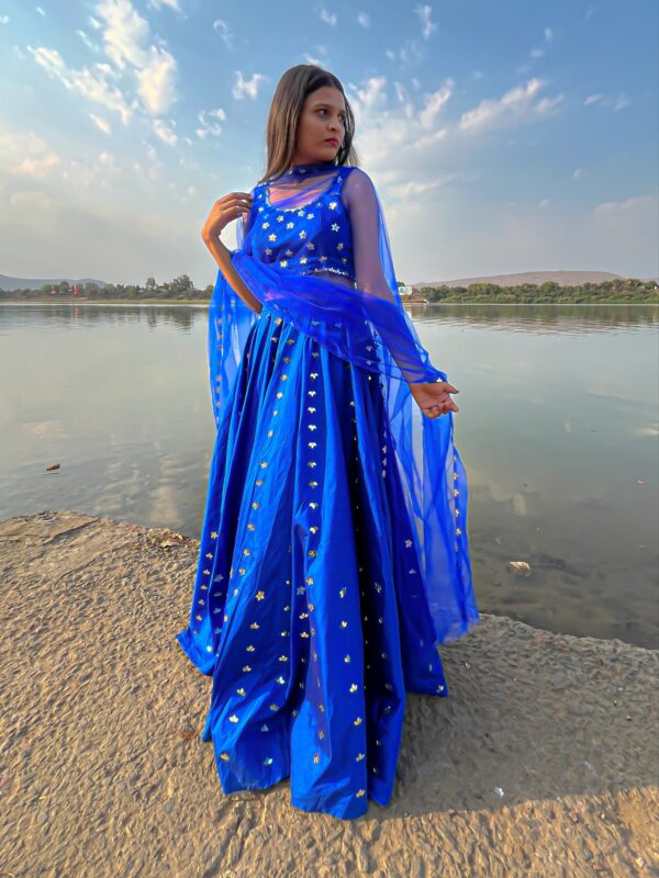 Deep sea blue lehenga