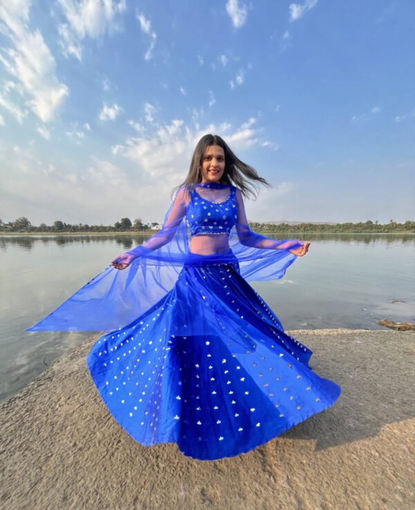 Deep sea blue lehenga - Image 2