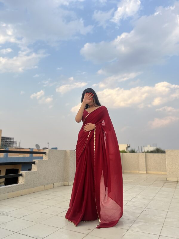 Crimson Red Radiance Saree - Image 5