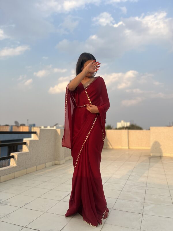Crimson Red Radiance Saree - Image 4
