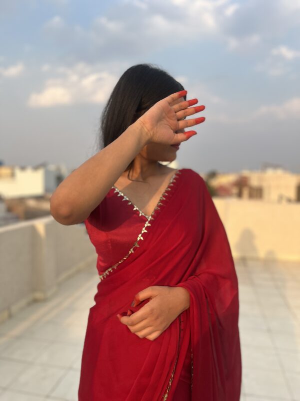 Crimson Red Radiance Saree - Image 6