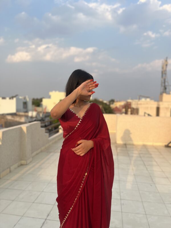 Crimson Red Radiance Saree - Image 3