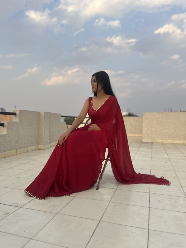 Crimson Red Radiance Saree - Image 7