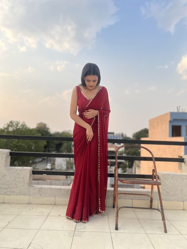 Crimson Red Radiance Saree - Image 2