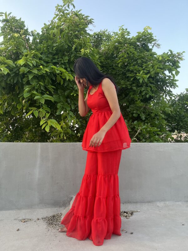 Red sharara kurti - Image 2
