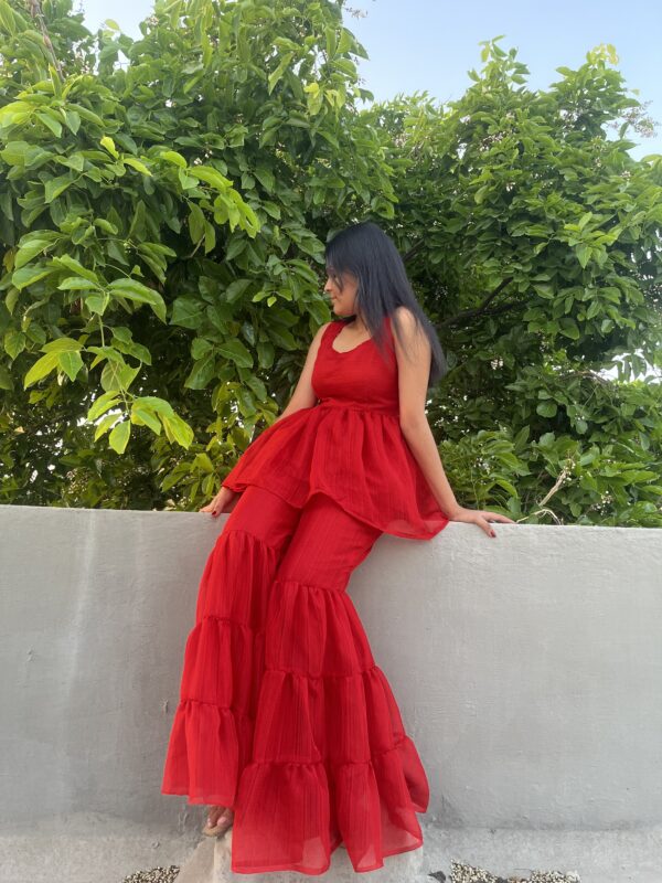 Red sharara kurti